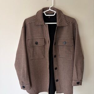 Anthropologie Brown Checkered Shirt Jacket